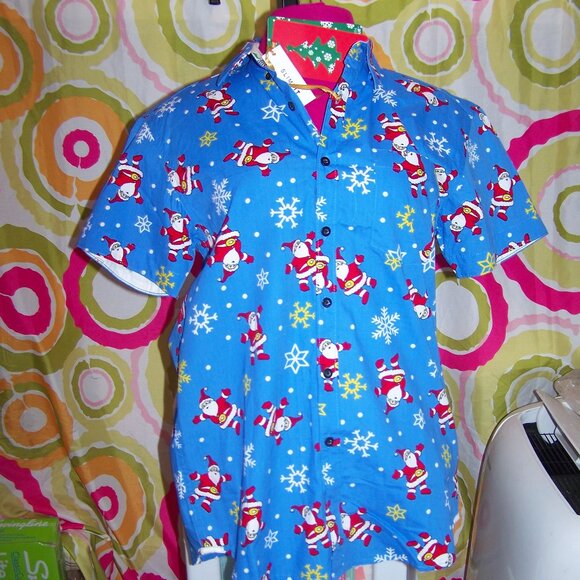 Eighth Avenue NWT Christmas Button Down Shirt Sz S - Picture 1 of 7